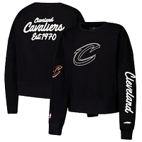 Women's Pro Standard Black Cleveland Cavaliers Paint The City Cropped Pullover Sweatshirt