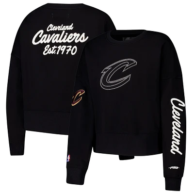 Women's Pro Standard Black Cleveland Cavaliers Paint The City Cropped Pullover Sweatshirt