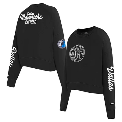 Women's Pro Standard Black Dallas Mavericks Paint The City Cropped Pullover Sweatshirt