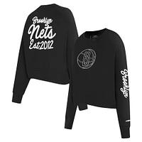 Women's Pro Standard Black Brooklyn Nets Paint The City Cropped Pullover Sweatshirt