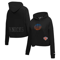 Women's Pro Standard Black New York Knicks Jewels Cropped Pullover Hoodie