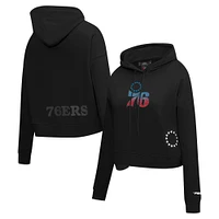 Women's Pro Standard Black Philadelphia 76ers Jewels Cropped Pullover Hoodie