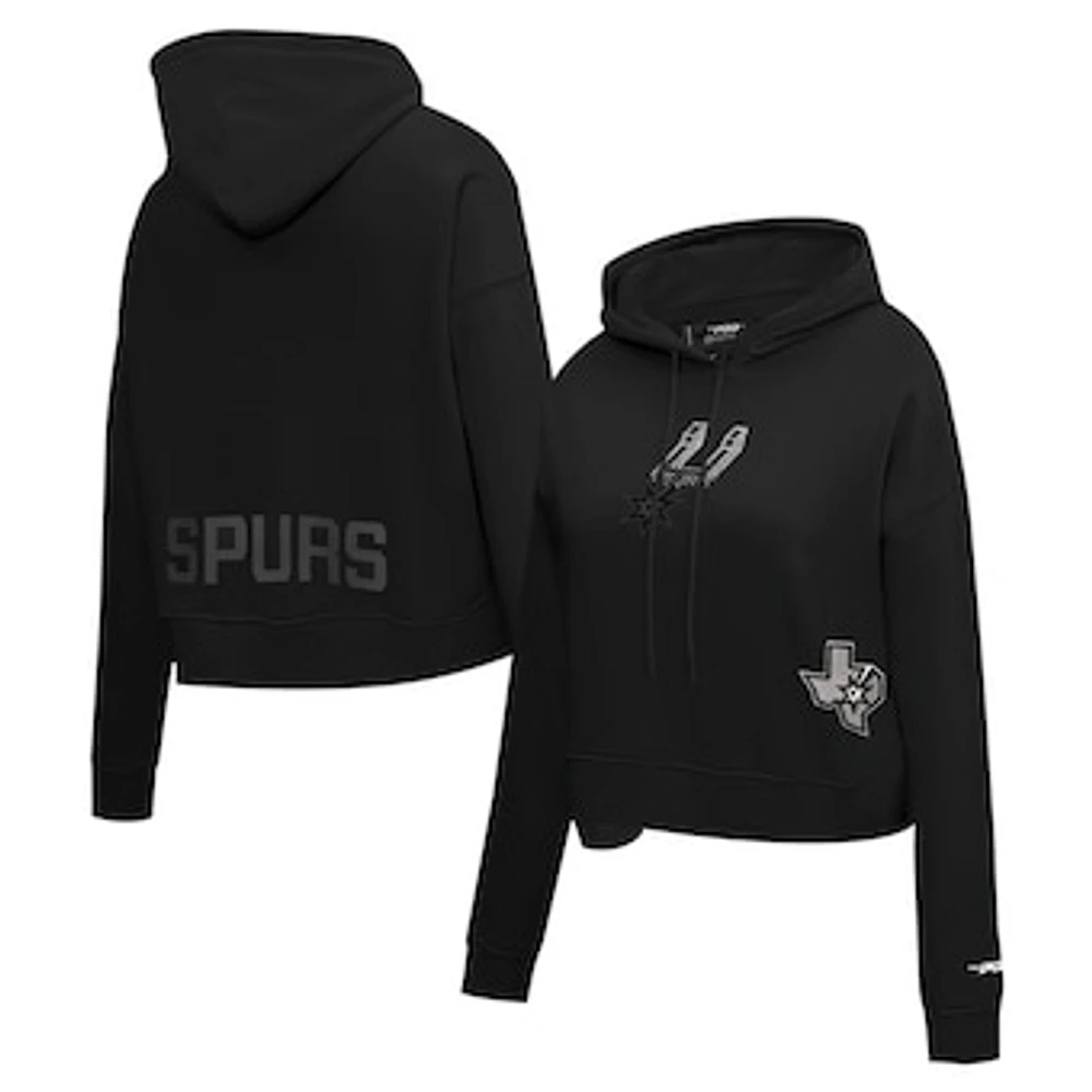 Women's Pro Standard Black San Antonio Spurs Jewels Cropped Pullover Hoodie