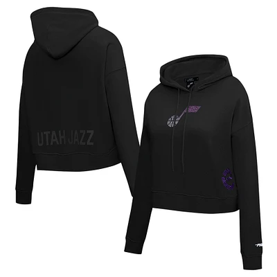 Women's Pro Standard Black Utah Jazz Jewels Cropped Pullover Hoodie