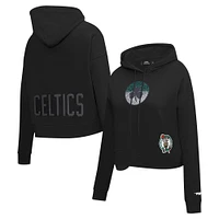 Women's Pro Standard Black Boston Celtics Jewels Cropped Pullover Hoodie