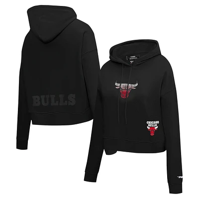 Women's Pro Standard Black Chicago Bulls Jewels Cropped Pullover Hoodie