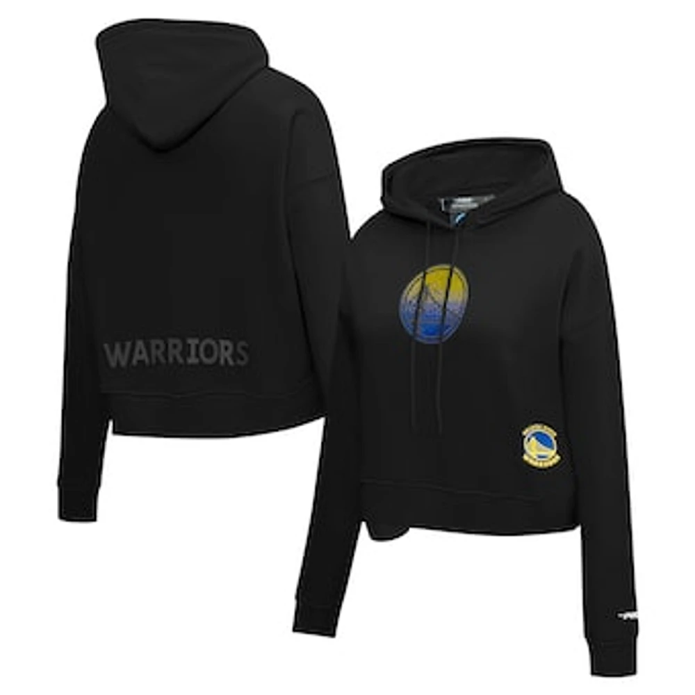 Women's Pro Standard Black Golden State Warriors Jewels Cropped Pullover Hoodie