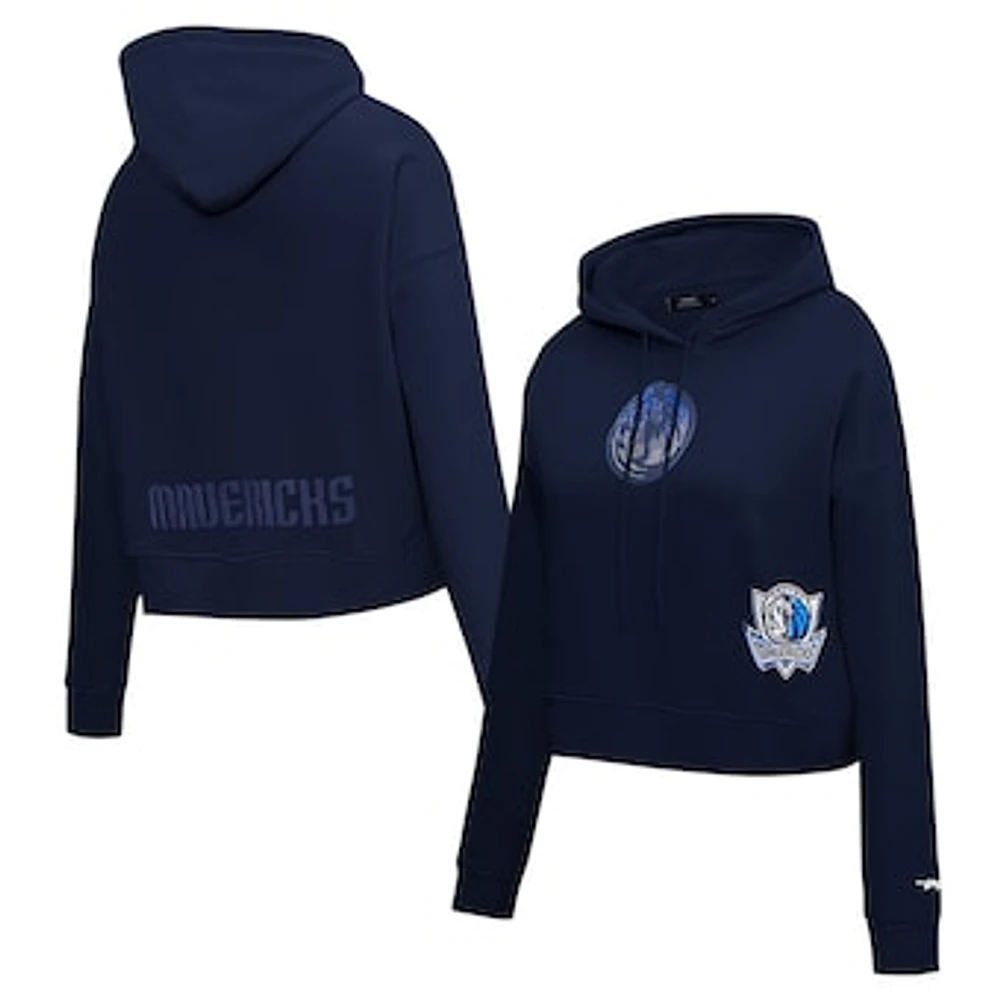 Women's Pro Standard Navy Dallas Mavericks Jewels Cropped Pullover Hoodie