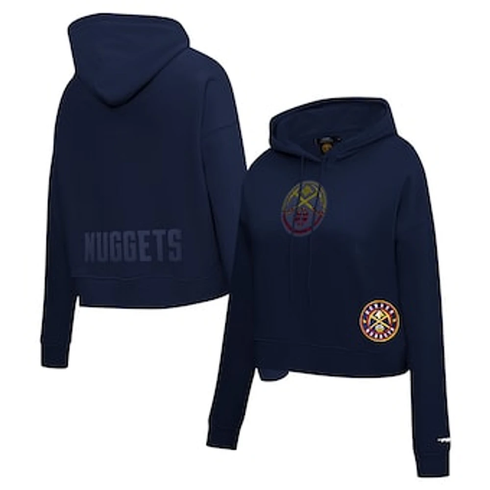 Women's Pro Standard Navy Denver Nuggets Jewels Cropped Pullover Hoodie