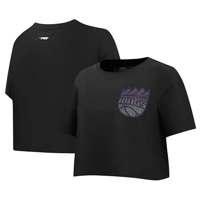 Women's Pro Standard Black Sacramento Kings Jewels Boxy Cropped T-Shirt