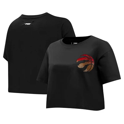 Women's Pro Standard Black Toronto Raptors Jewels Boxy Cropped T-Shirt