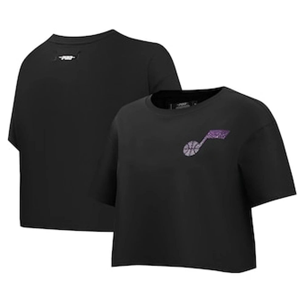 Women's Pro Standard Black Utah Jazz Jewels Boxy Cropped T-Shirt