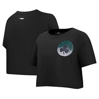 Women's Pro Standard Black Boston Celtics Jewels Boxy Cropped T-Shirt