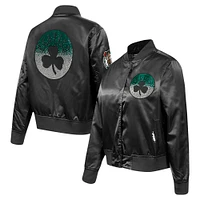 Women's Pro Standard Black Boston Celtics Jeweled Satin Full-Snap Jacket