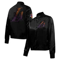 Women's Pro Standard Black Los Angeles Lakers Jeweled Satin Full-Snap Jacket