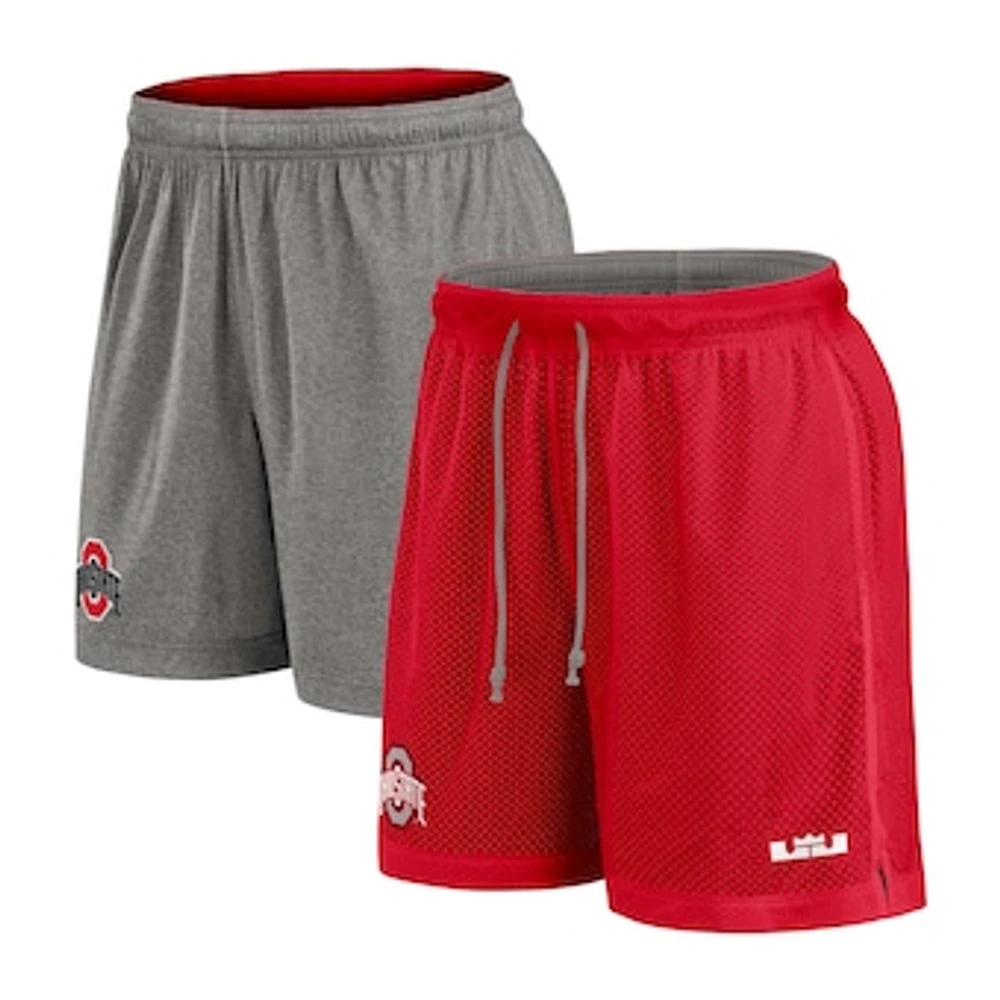 Men's Nike Scarlet/Heather Gray Ohio State Buckeyes Player Reversible Shorts