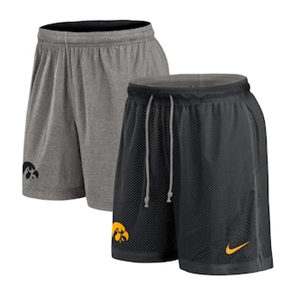 Men's Nike Black/Heather Gray Iowa Hawkeyes Player Reversible Shorts