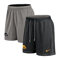 Men's Nike Black/Heather Gray Iowa Hawkeyes Player Reversible Shorts