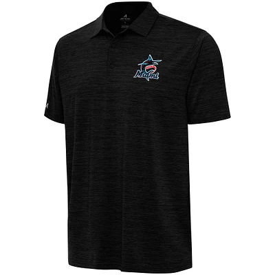 Men's Antigua  Heather Black Miami Marlins Layout Polo