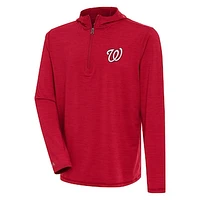 Men's Antigua  Heather Red Washington Nationals Tidy Quarter-Zip Hoodie