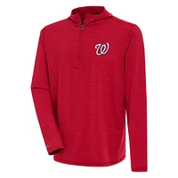 Men's Antigua  Heather Red Washington Nationals Tidy Quarter-Zip Hoodie