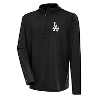 Men's Antigua  Heather Black Los Angeles Dodgers Tidy Quarter-Zip Hoodie