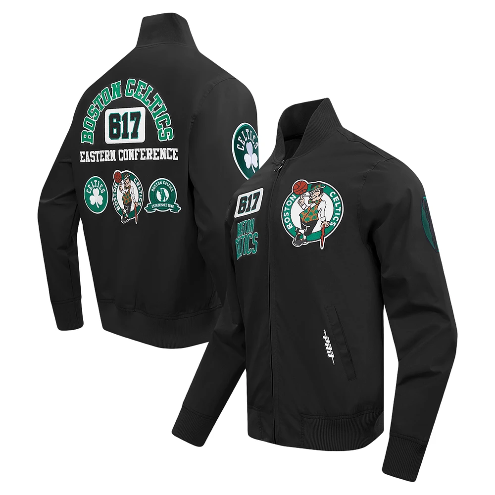 Men's Pro Standard Black Boston Celtics Area Code Twill Full-Zip Jacket