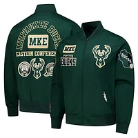 Men's Pro Standard Hunter Green Milwaukee Bucks Area Code Twill Full-Zip Jacket