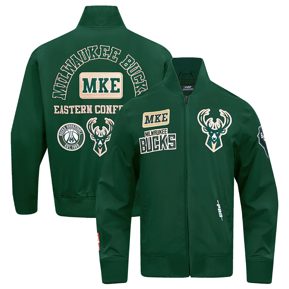 Men's Pro Standard Hunter Green Milwaukee Bucks Area Code Twill Full-Zip Jacket