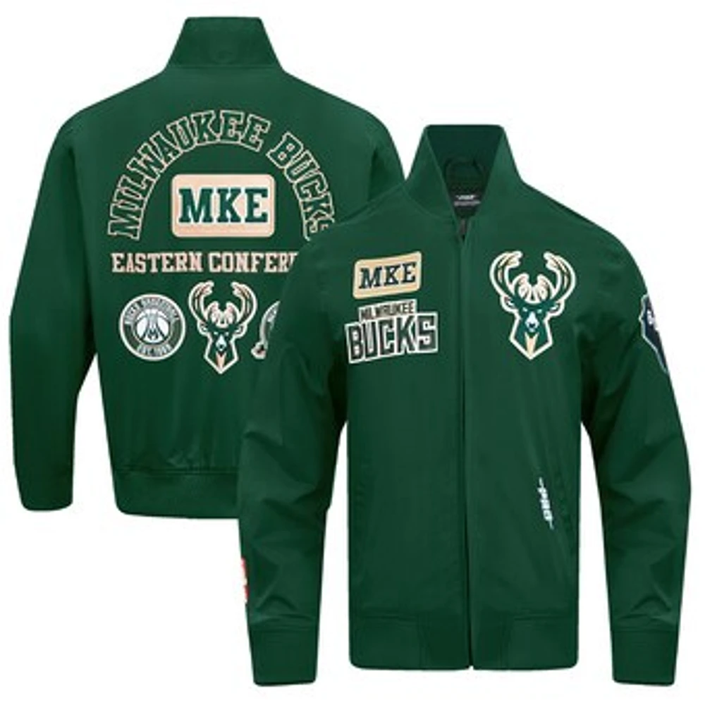 Men's Pro Standard Hunter Green Milwaukee Bucks Area Code Twill Full-Zip Jacket