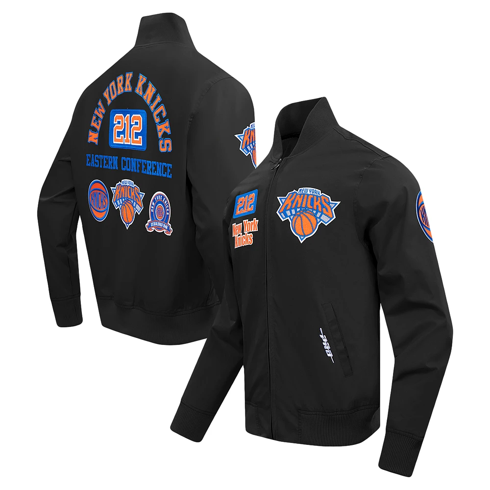 Men's Pro Standard Black New York Knicks Area Code Twill Full-Zip Jacket