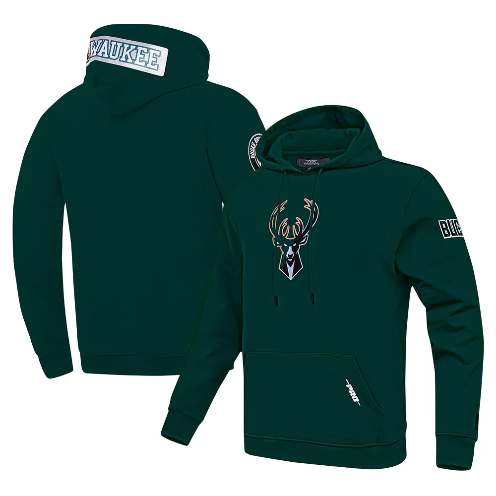 Men's Pro Standard Hunter Green Milwaukee Bucks Split Logo Pullover Hoodie