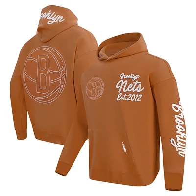 Men's Pro Standard Brown Brooklyn Nets Paint the City Drop Shoulder Pullover Hoodie