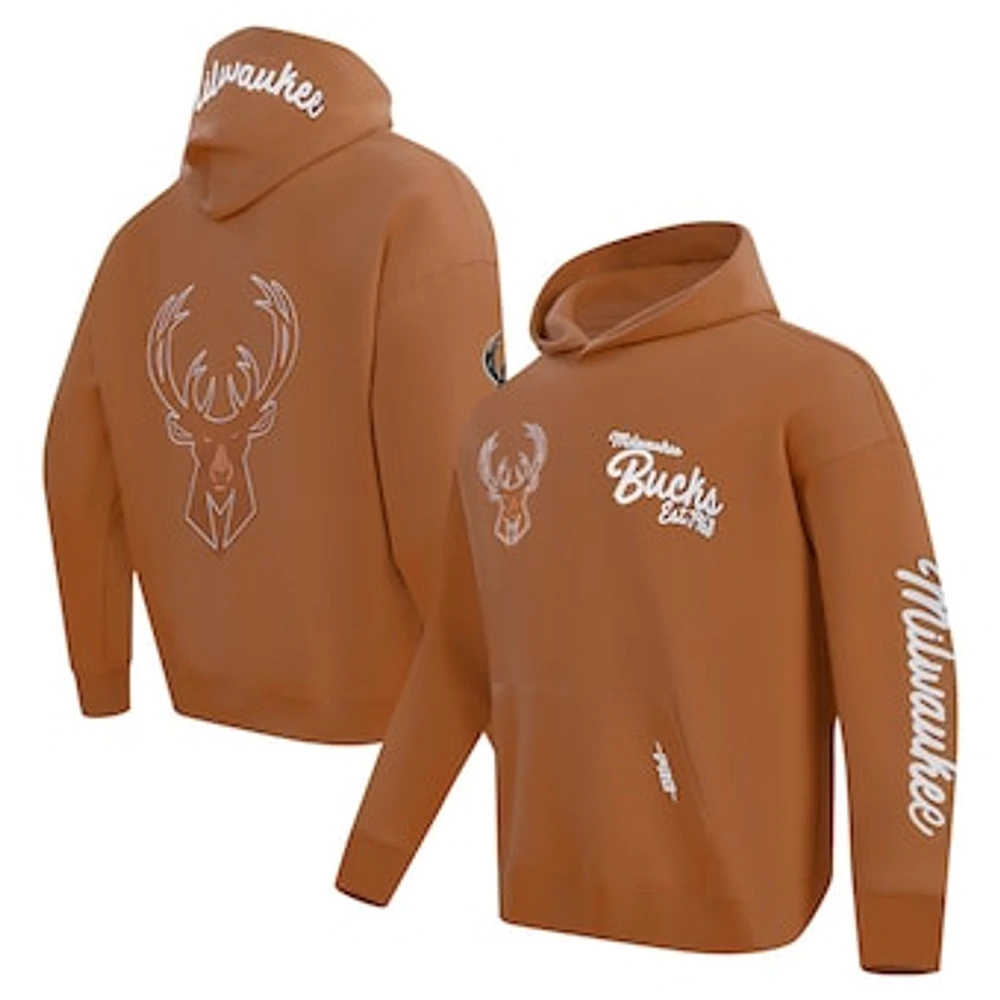 Men's Pro Standard Brown Milwaukee Bucks Paint the City Drop Shoulder Pullover Hoodie