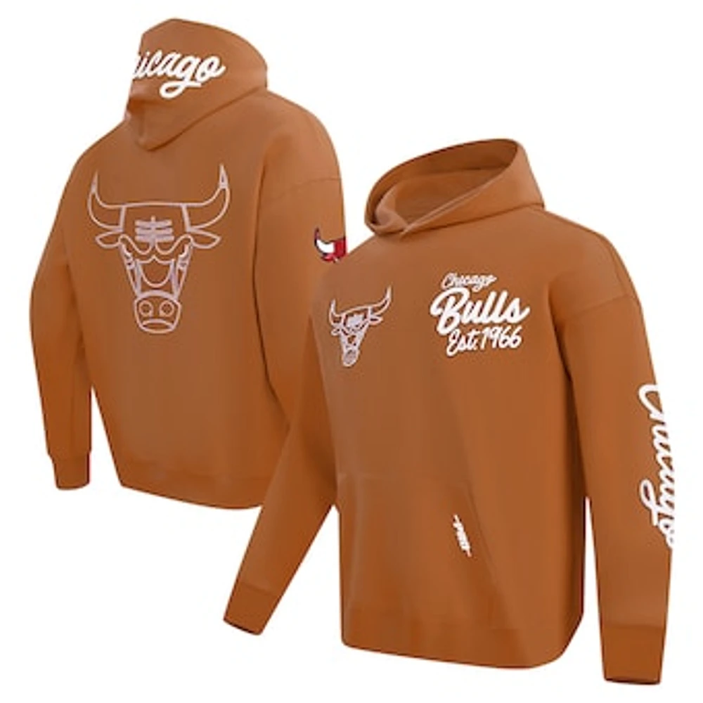 Men's Pro Standard Brown Chicago Bulls Paint the City Drop Shoulder Pullover Hoodie