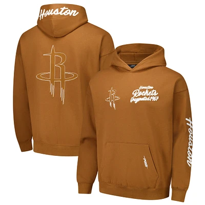 Men's Pro Standard Brown Houston Rockets Paint the City Drop Shoulder Pullover Hoodie