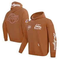 Men's Pro Standard Brown Los Angeles Lakers Paint the City Drop Shoulder Pullover Hoodie