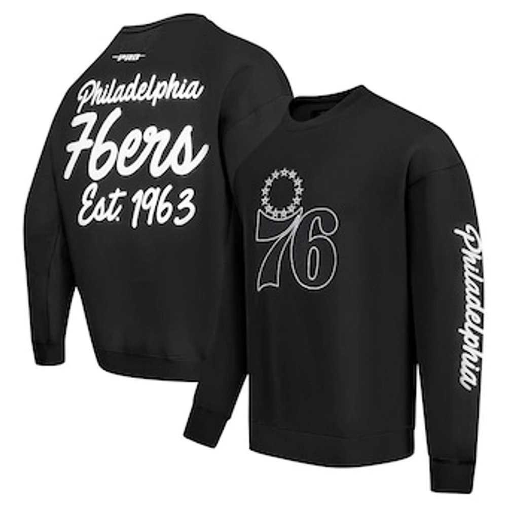 Men's Pro Standard Black Philadelphia 76ers Paint the City Drop Shoulder Sweatshirt