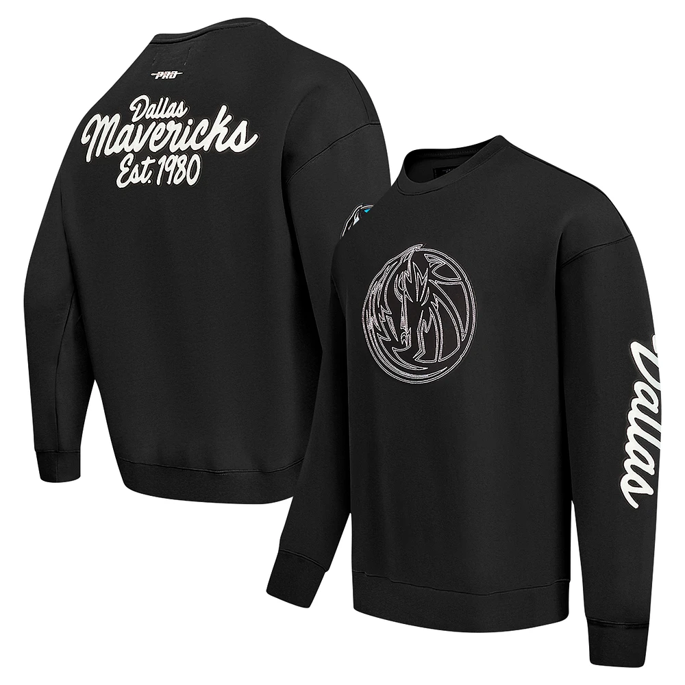 Men's Pro Standard Black Dallas Mavericks Paint the City Drop Shoulder Sweatshirt