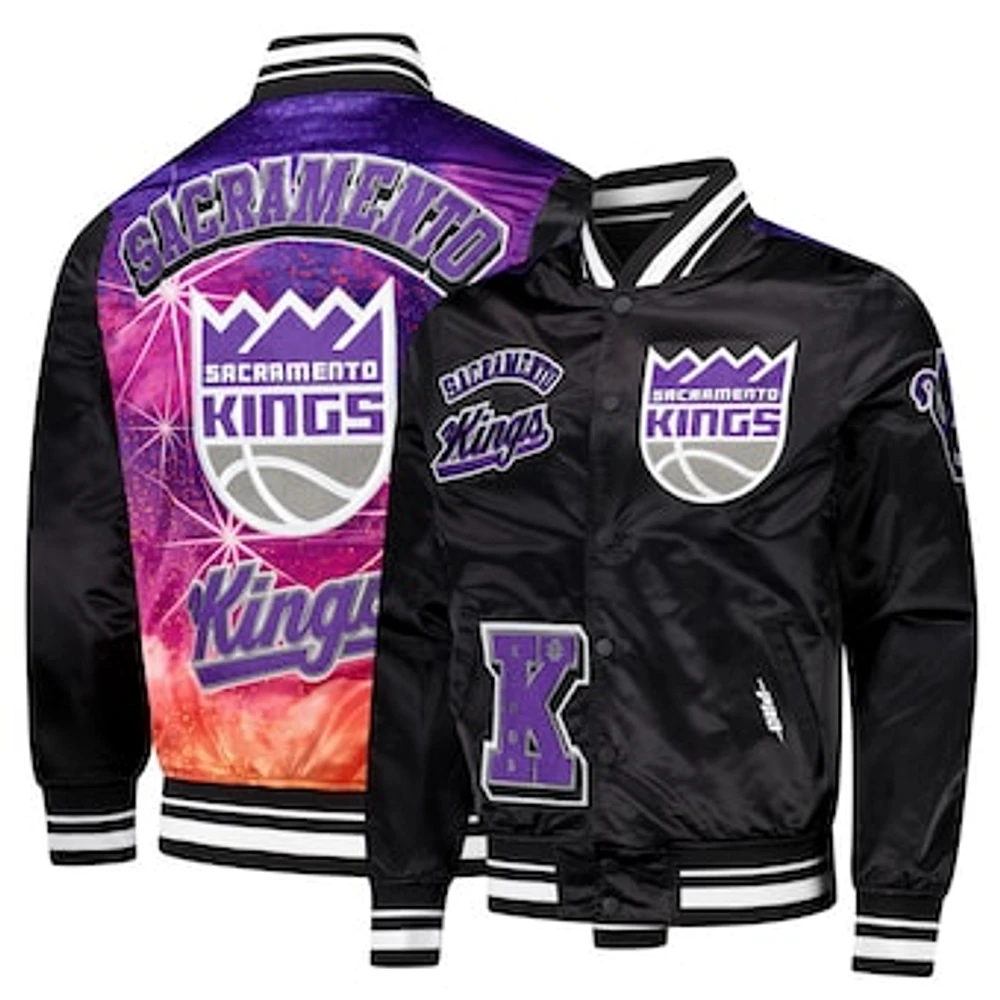 Men's Pro Standard Black Sacramento Kings Sublimated Satin Full-Snap Jacket