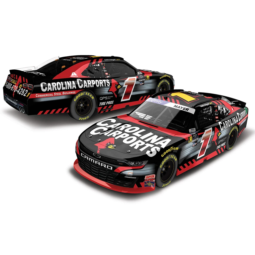 Action Racing  Sam Mayer 2024 #1 Carolina Carports 1:24 Autographed Xfinity Series Die-Cast Chevrolet Camaro