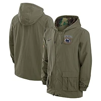 Men's Nike Olive Penn State Nittany Lions 2024 Military Appreciation Full-Snap Hoodie Jacket