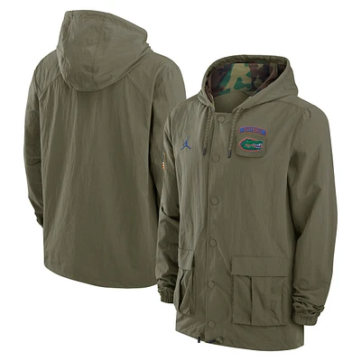 Men's Jordan Brand Olive Florida Gators 2024 Military Appreciation Full-Snap Hoodie Jacket