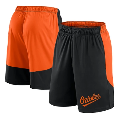 Men's Fanatics Black/Orange Baltimore Orioles Launch Polyester Shorts