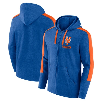 Men's Fanatics Heather Royal New York Mets Gains Fleece Full-Zip Hoodie