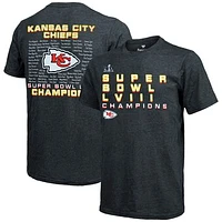 Men's Fanatics Charcoal Kansas City Chiefs Super Bowl LVIII Champions Roster Tri-Blend T-Shirt