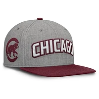 Men's Fanatics Gray/Maroon Chicago Cubs Elements Felt Chainstitch Snapback Hat