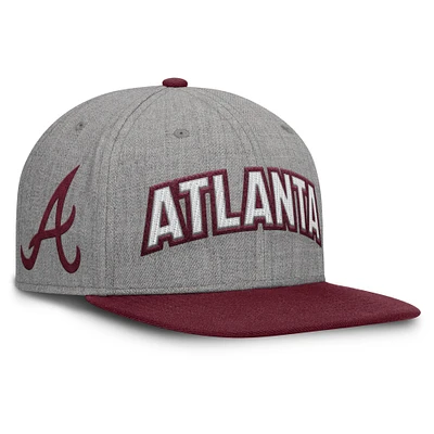 Men's Fanatics Gray/Maroon Atlanta Braves Elements Felt Chainstitch Snapback Hat