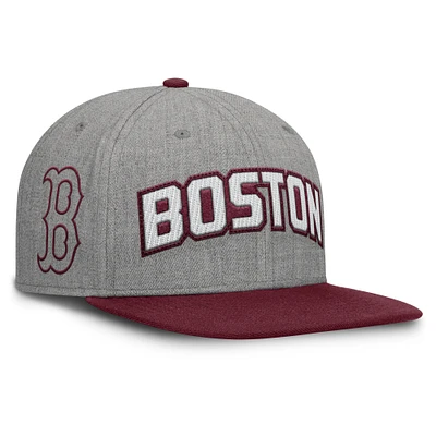 Men's Fanatics Gray/Maroon Boston Red Sox Elements Felt Chainstitch Snapback Hat