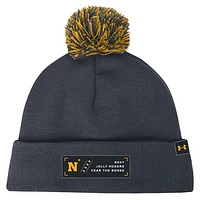 Men's Under Armour Navy Navy Midshipmen 2024 Rivalry Cuffed Knit Hat with Pom